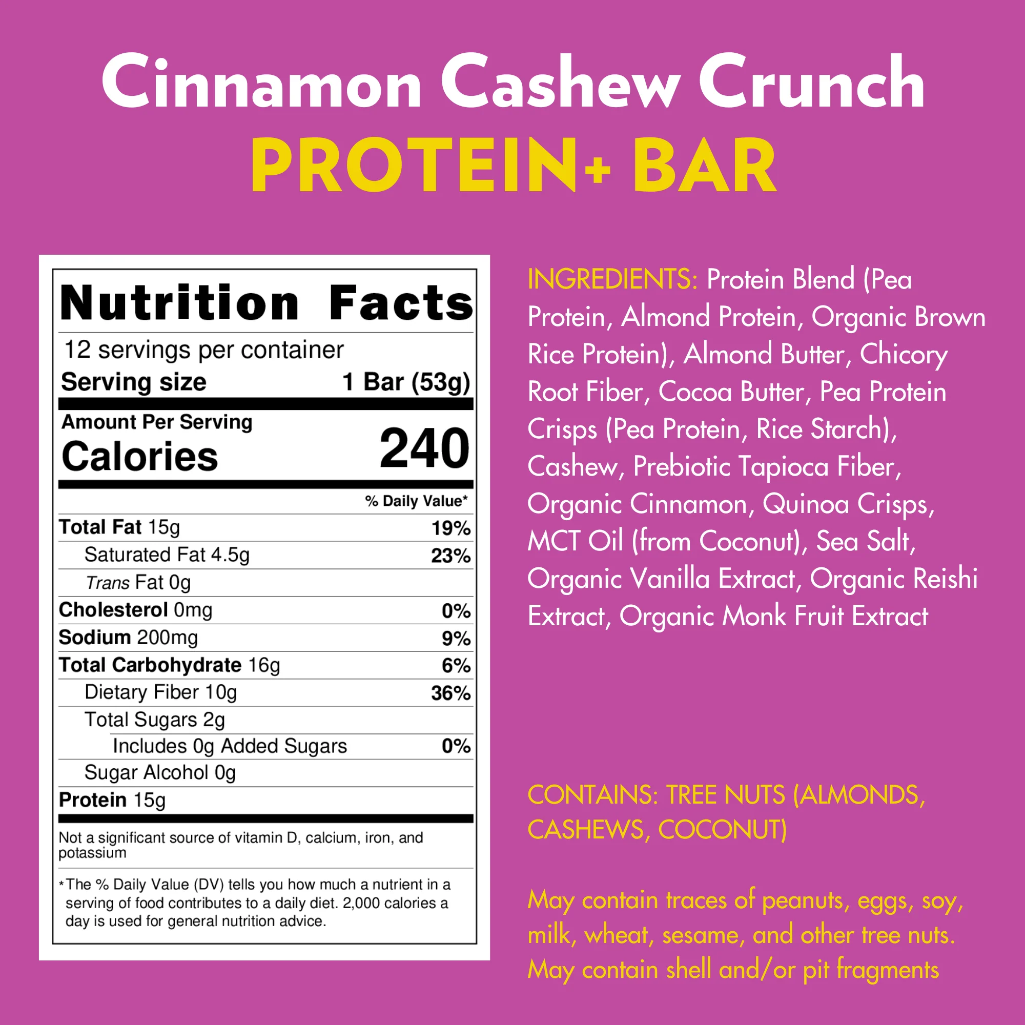 High Protein Cinnamon Cashew Crunch PROTEIN+ Bar (12 Count) - Image 4