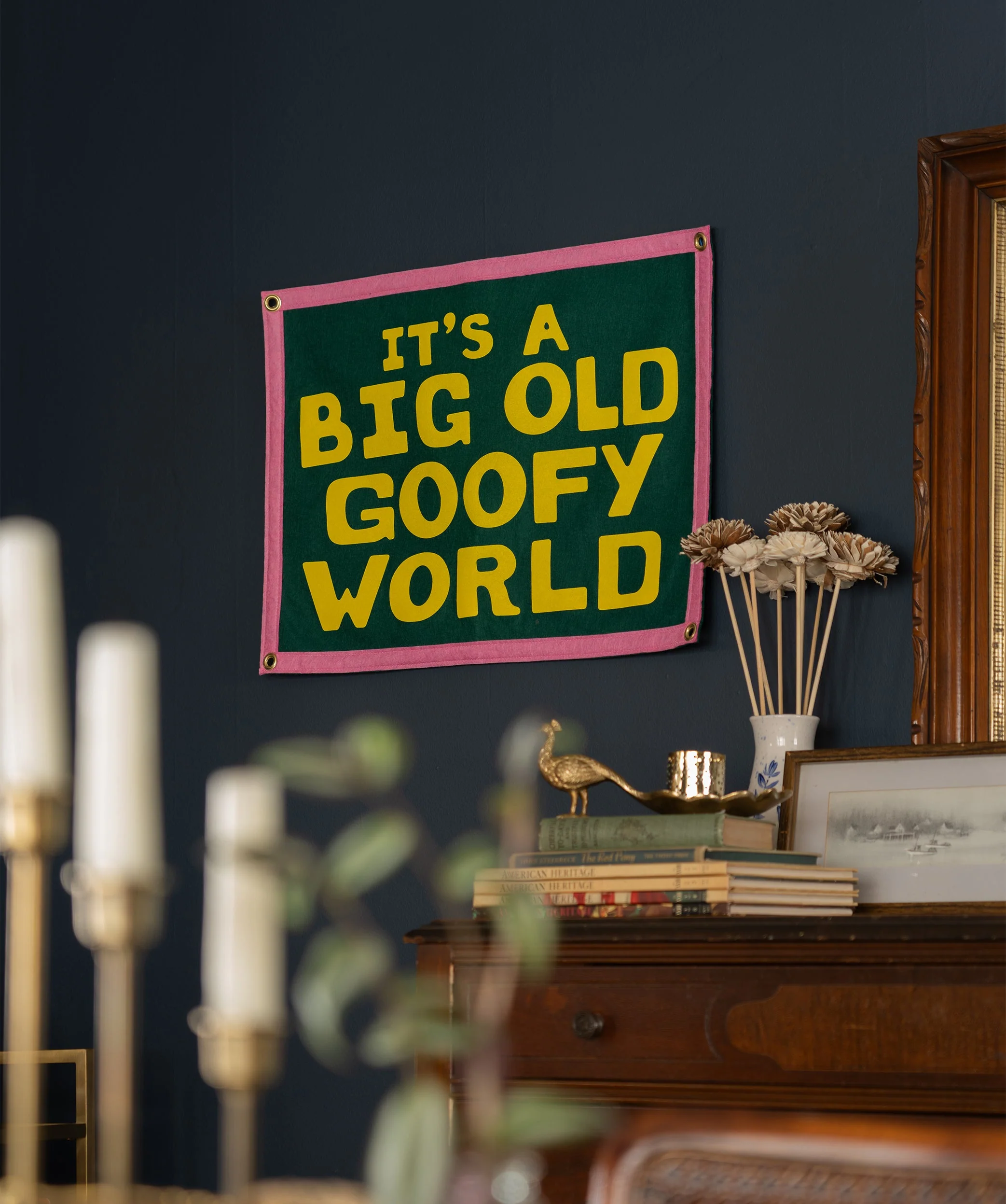 It's A Big Old Goofy World Camp Flag • John Prine x Oxford Pennant - Image 2